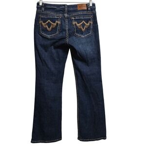 Shyanne Jeans Women 32 Short Blue Bootcut Dark Wash Embroidered Western Stretch